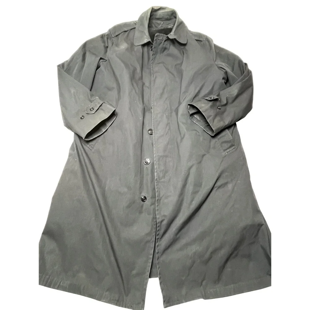 Vintage US Military All Weather‎ Trench Coat Black 46L fleece zip in Liner